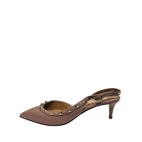 VALENTINO Pink Leather Rockstud Slingback Pointed Toe Pump Heels Size EU 39 US 9 - Picture 1 of 7